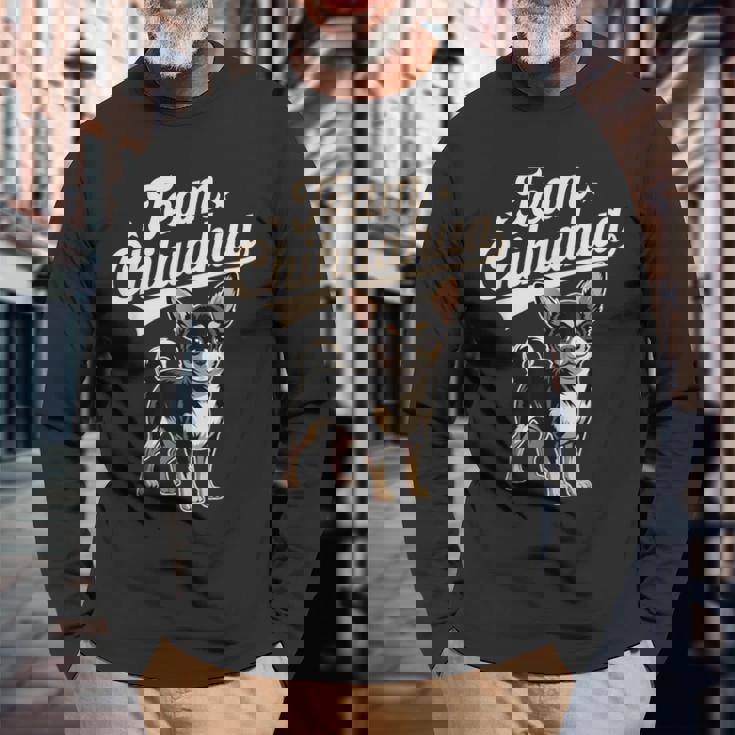 チワワオーナーチワチワ 長袖Tシャツ 高齢者への贈り物