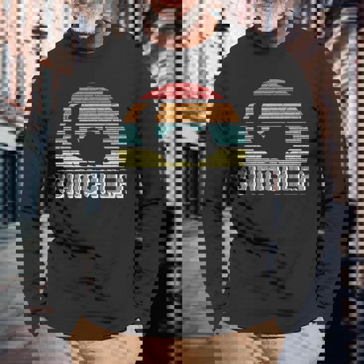 チンチラ I レトロ ナゲティール I ヴィンテージ チンチラ 長袖Tシャツ 高齢者への贈り物