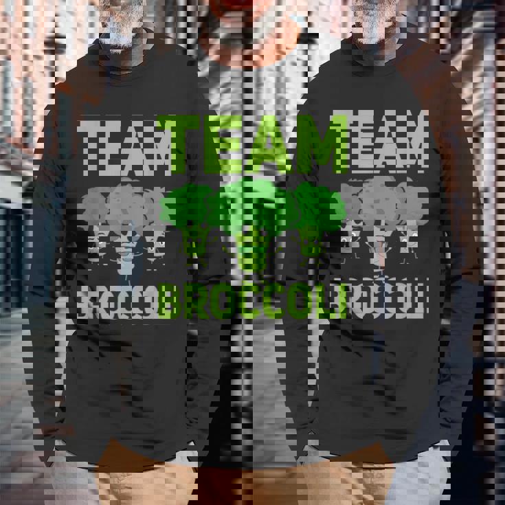 チーム ブロッコリー ビーガン ベジタリアン 植物ベース 野菜 長袖Tシャツ 高齢者への贈り物