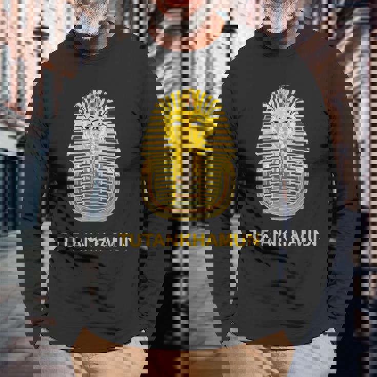 ツタンカーメン ゴールドマスク ツタン王 ファラオ 古代エジプト 長袖Tシャツ 高齢者への贈り物