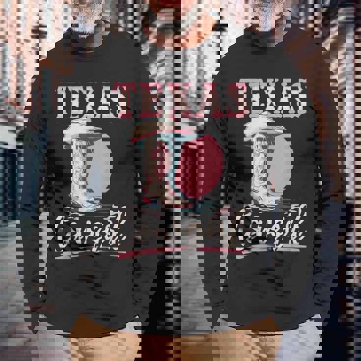 テキサス カウガール デザート ウエスタン テキサス カウガール 長袖Tシャツ 高齢者への贈り物