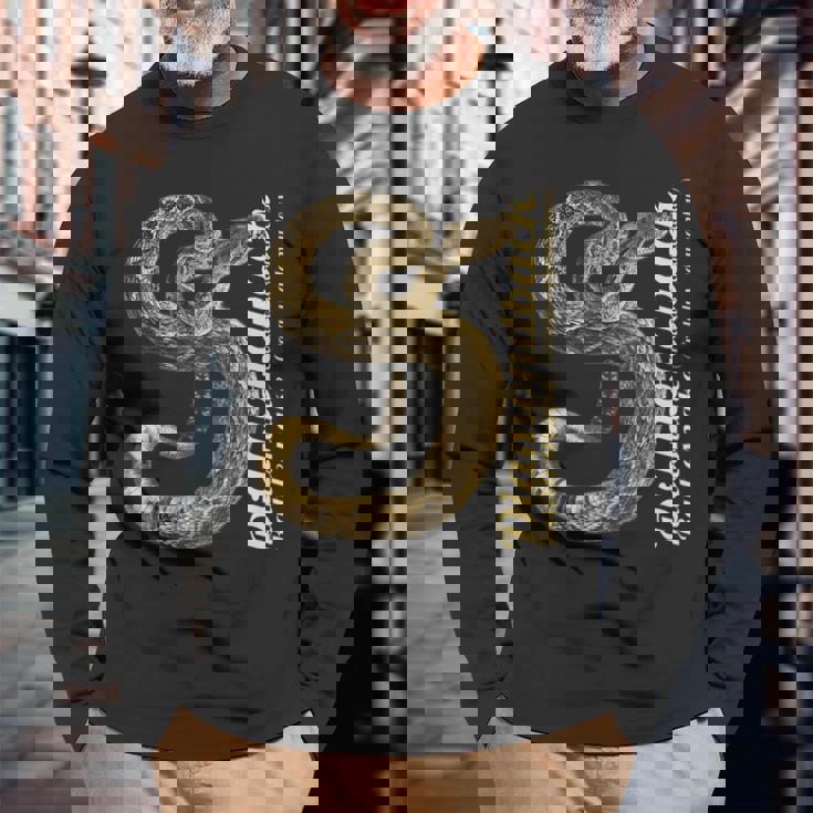 テキサス・ガラガラヘビ・クロタラス・アトロックス・アダマンテウス 長袖Tシャツ 高齢者への贈り物