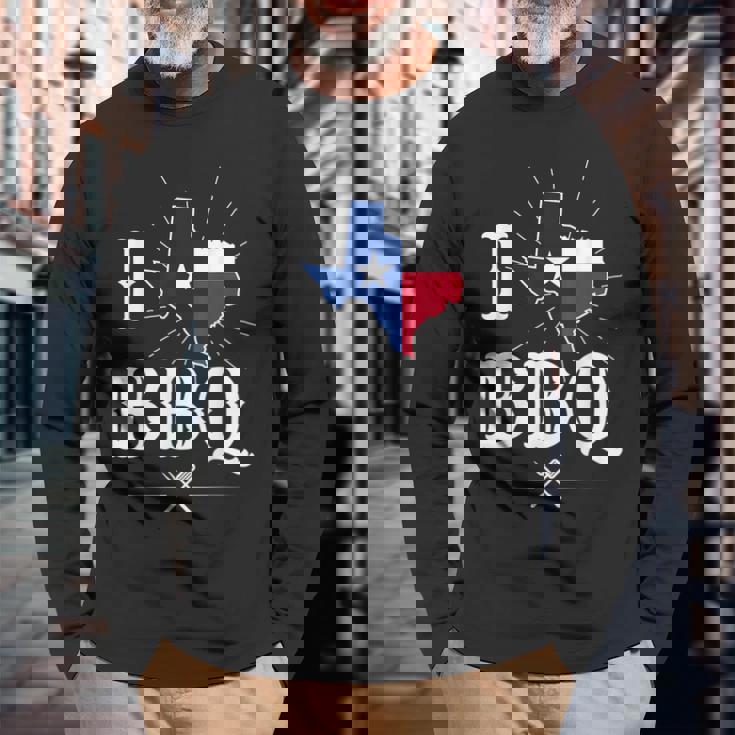 テキサス州旗 バーベキューギフト テキサスバーベキュー 長袖Tシャツ 高齢者への贈り物