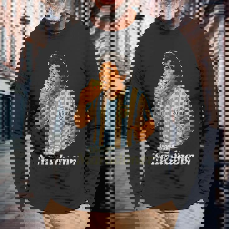 ディエゴ・マラドーナー X デリシャス ドニ ミーム ドナー ケバブ好き 長袖Tシャツ 高齢者への贈り物