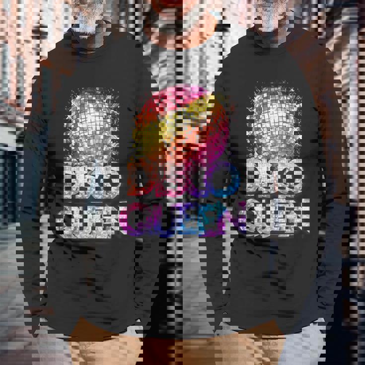 ディスコクイーン-70年代のディスコをテーマにしたヴィンテージ70年代のコスチューム 長袖Tシャツ 高齢者への贈り物