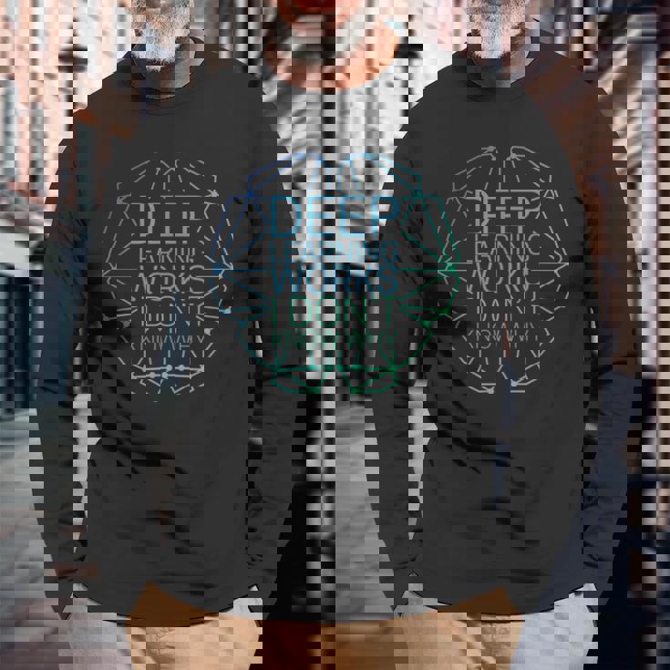 ディープラーニングの仕組み理由はわかりません-面白い機械学習 長袖Tシャツ 高齢者への贈り物