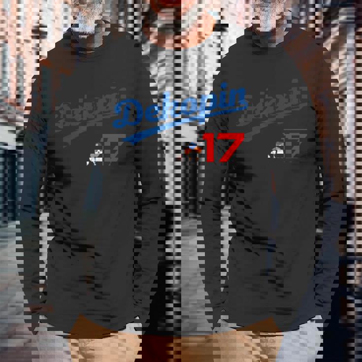 デコピン 大谷 Dekopin 愛犬 Decoy 二刀流 Decopin 野球 ユニホーム風 犬 かわいい 長袖Tシャツ 高齢者への贈り物