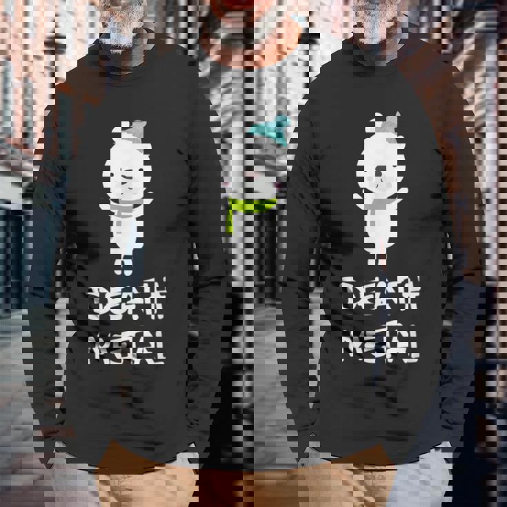 デスメタル ホッキョクグマ Cute Polar Bear Metalhead Death Metal 長袖Tシャツ 高齢者への贈り物
