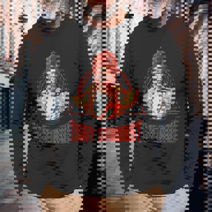 デヴィッド・ボウイ ミュージック ロック ジギー スターダスト 2 長袖Tシャツ 高齢者への贈り物