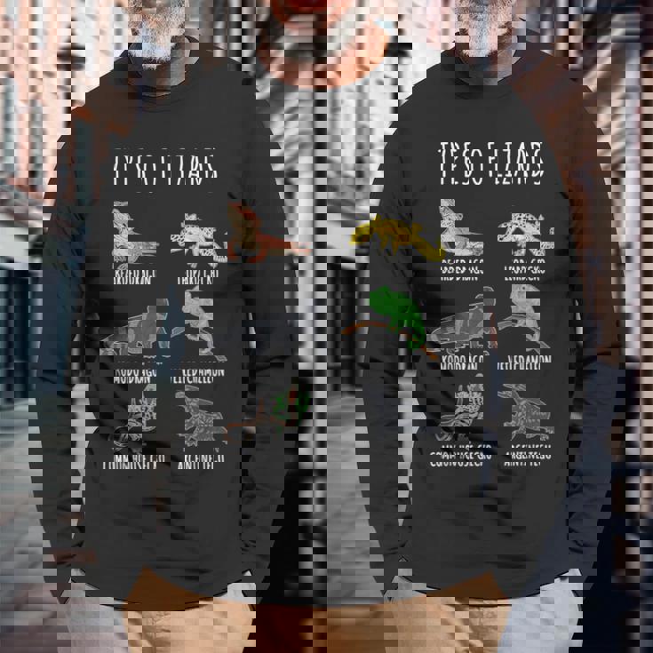 トカゲの種類 知育コレクション かわいいトカゲ愛好家 長袖Tシャツ 高齢者への贈り物