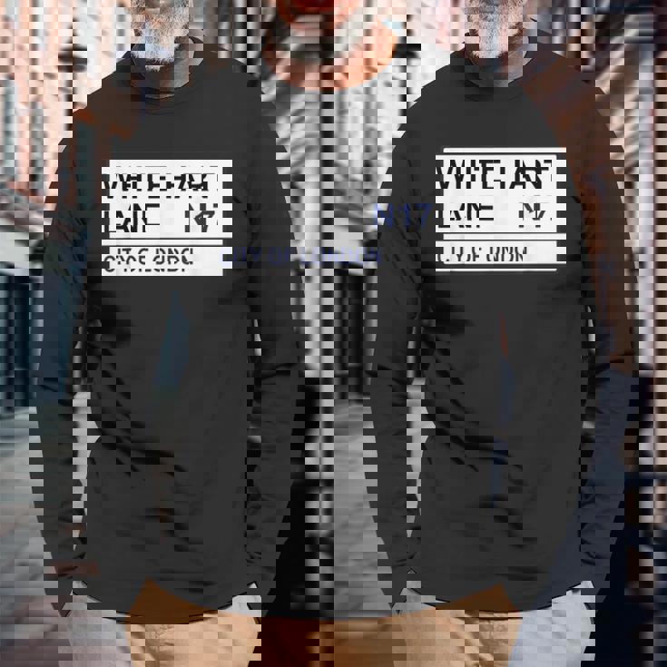 トッテナム フットボールチーム ホワイト ハートレーン ストリートサイン 長袖Tシャツ 高齢者への贈り物