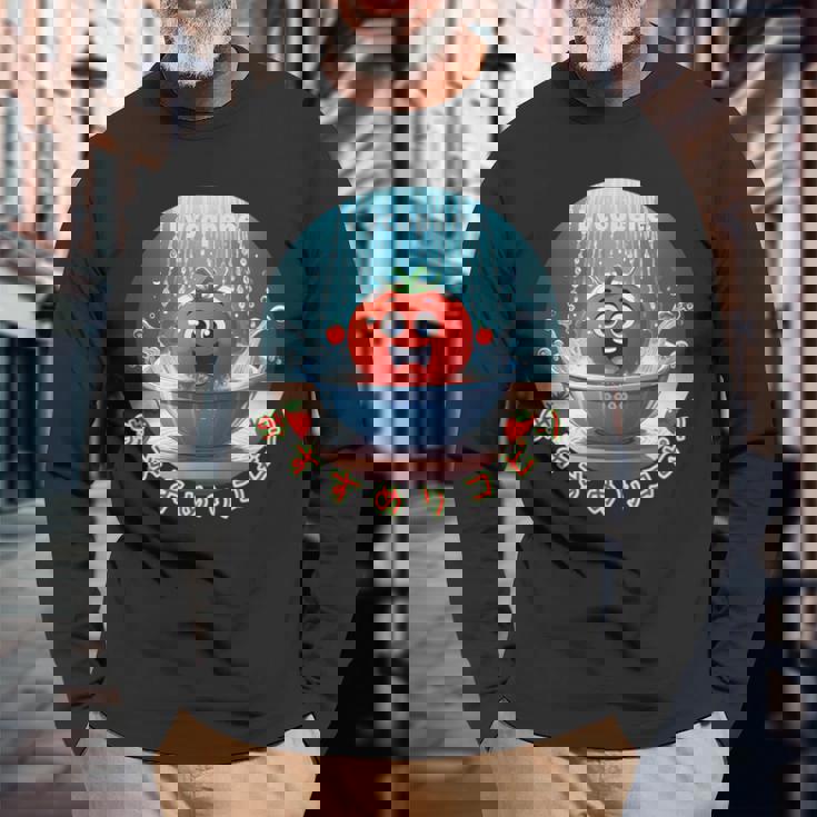 トマト 赤いトマト ピコピン おすすめリコピン おもしろトマト かわいいトマト 長袖Tシャツ 高齢者への贈り物