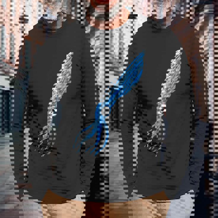 トライバル イカ 海の動物 長袖Tシャツ 高齢者への贈り物