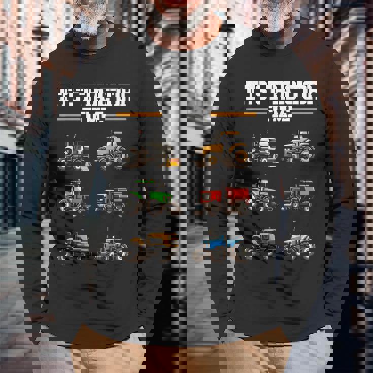 トラクター タイム 農業 男の子 キッズ 農家 農業 トラクター 長袖Tシャツ 高齢者への贈り物