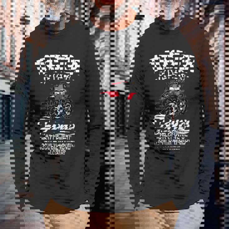 トラクター、農業、トラクター、トラクター 長袖Tシャツ 高齢者への贈り物