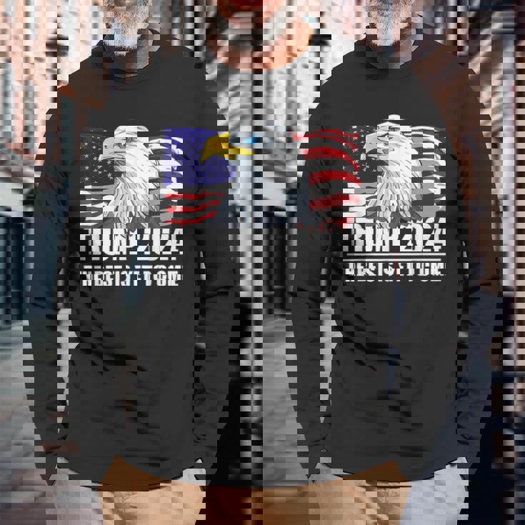 トランプ 2024年 イーグル アメリカ国旗 ドナルド・トランプ選挙 2024年 長袖Tシャツ 高齢者への贈り物