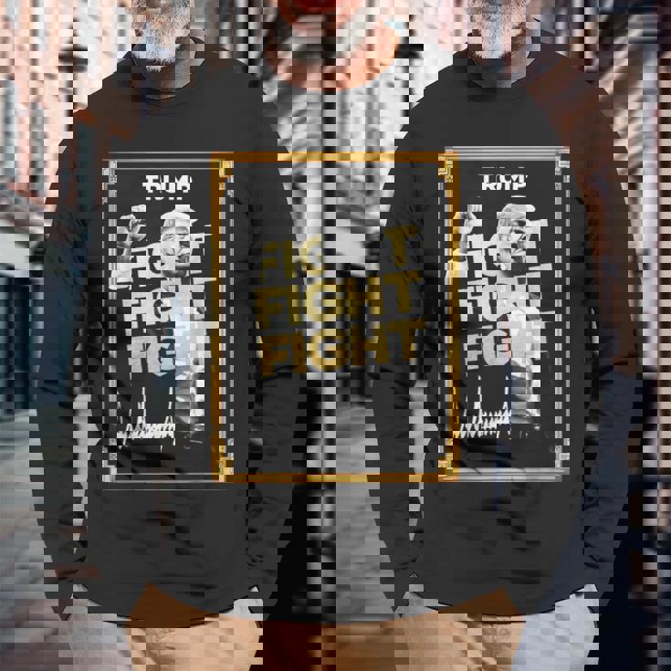 トランプミームコイン、トランプクリプトミーム、ファイトファイトトランプ。 長袖Tシャツ 高齢者への贈り物