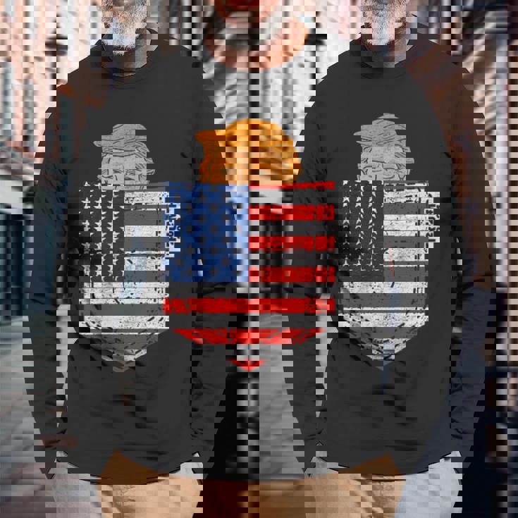 トランプ・イン・ユア・ポケットusa選挙 2024年7月4日のトランプ 長袖Tシャツ 高齢者への贈り物