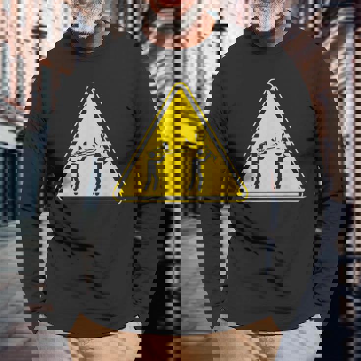 トランペット注意面白いトロンボーン奏者 長袖Tシャツ 高齢者への贈り物