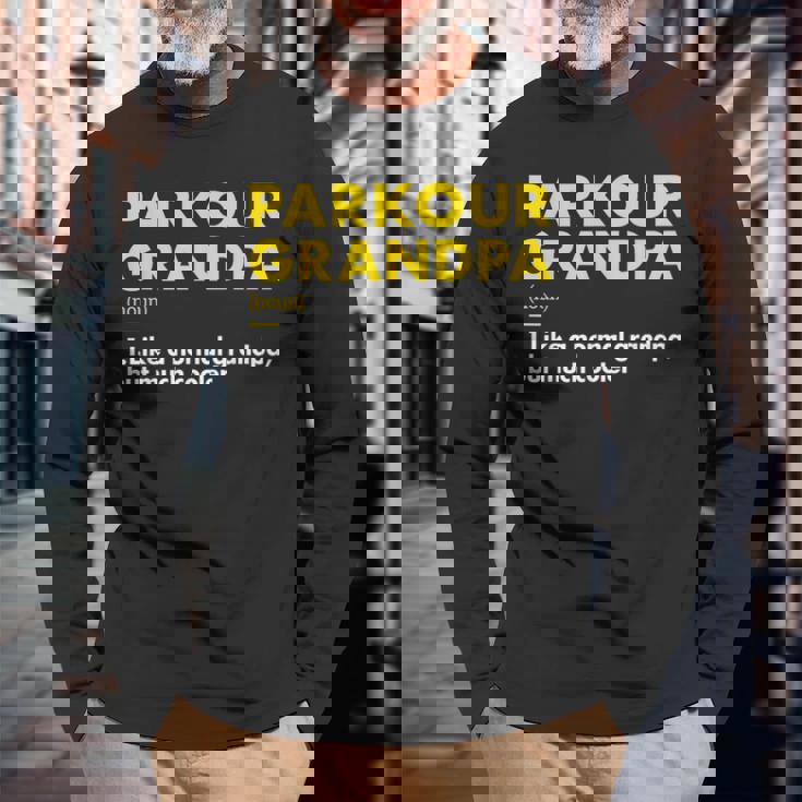 トレーサー・グランパ・デフィニション・パルクール 長袖Tシャツ 高齢者への贈り物