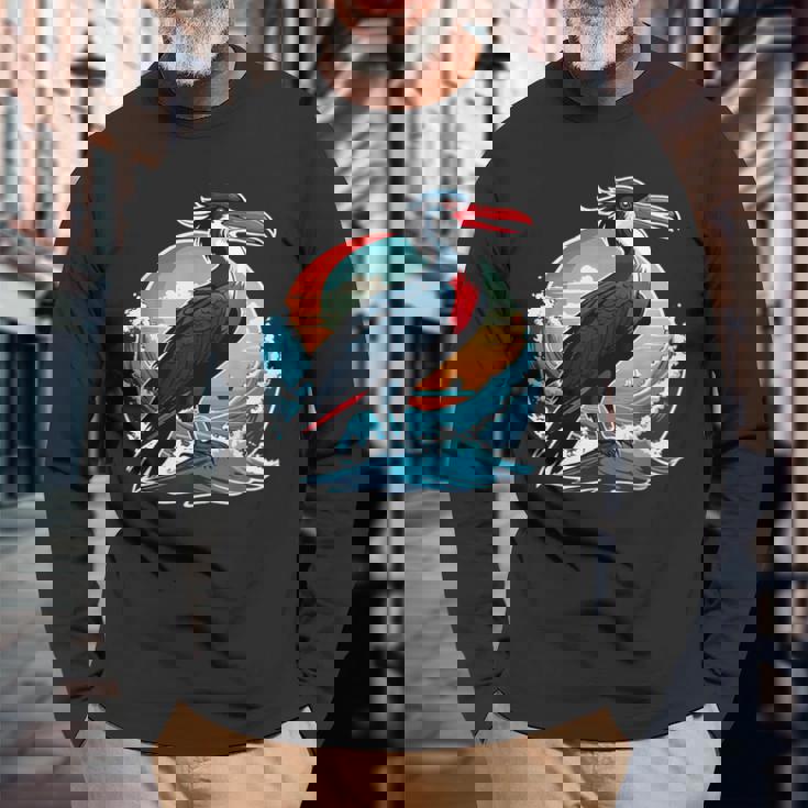 トロピカルフリゲートバード 長袖Tシャツ 高齢者への贈り物