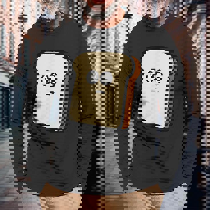 トーストくん パン 食パン かわいい イラスト ゆるキャラ メンズ レディース キッズ 長袖Tシャツ 高齢者への贈り物