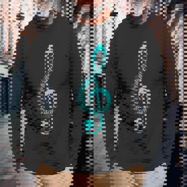 ト音記号の音符ピアノの象徴性ト音記号記号 長袖Tシャツ 高齢者への贈り物