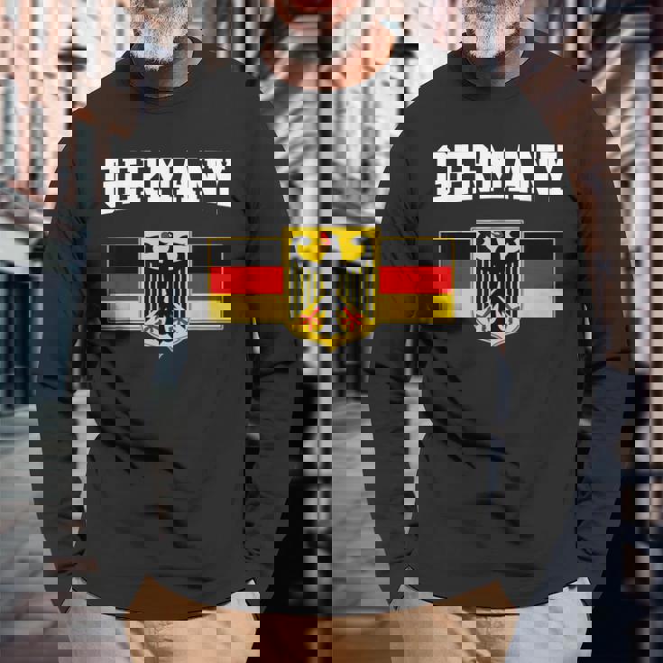ドイツの国旗 ドイツの国章 長袖Tシャツ 高齢者への贈り物