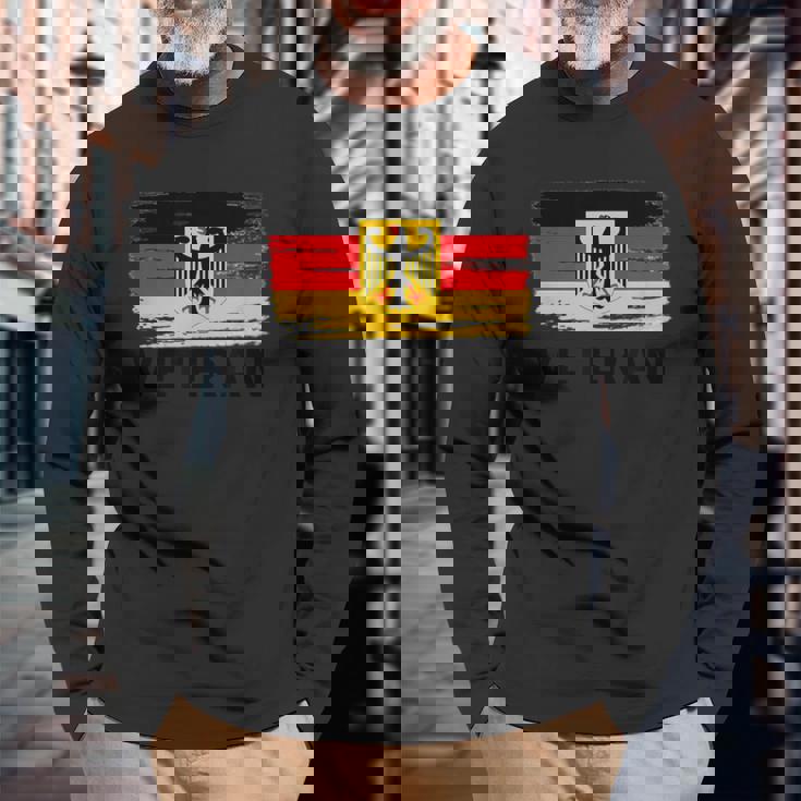 ドイツ退役軍人tシャツ イーグルとフラッグ – 愛国的なゲルマ 長袖Tシャツ 高齢者への贈り物