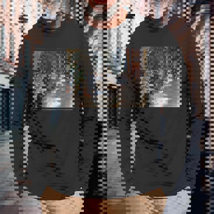 ドガ 舞台上でのリハーサル 現代美術 絵画 長袖Tシャツ 高齢者への贈り物