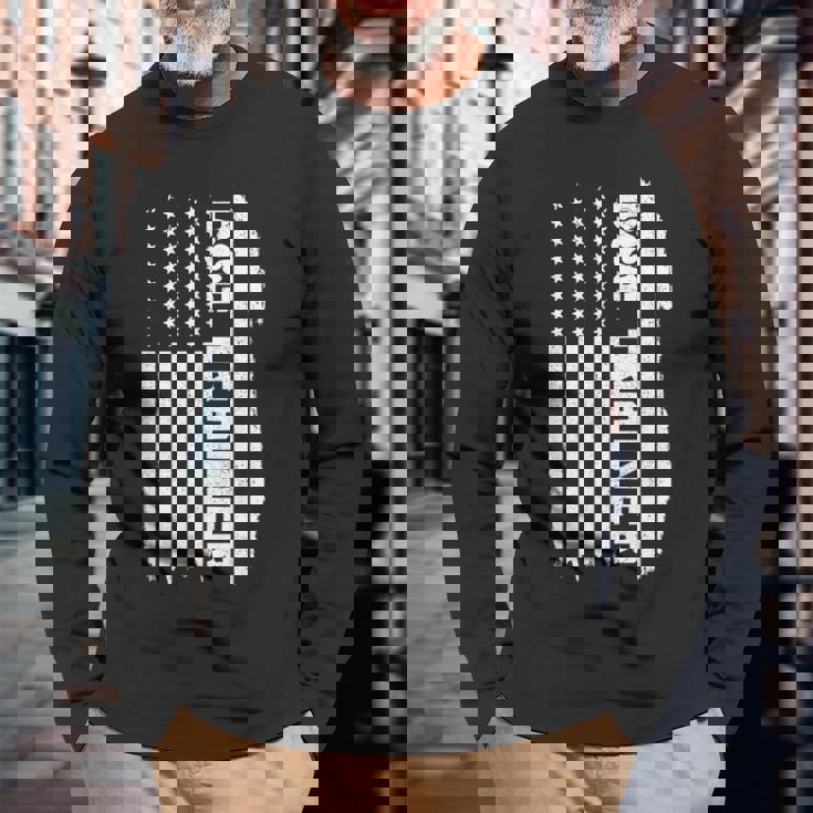 ドッグトレーナー アメリカ国旗 愛国的な犬の訓練 長袖Tシャツ 高齢者への贈り物