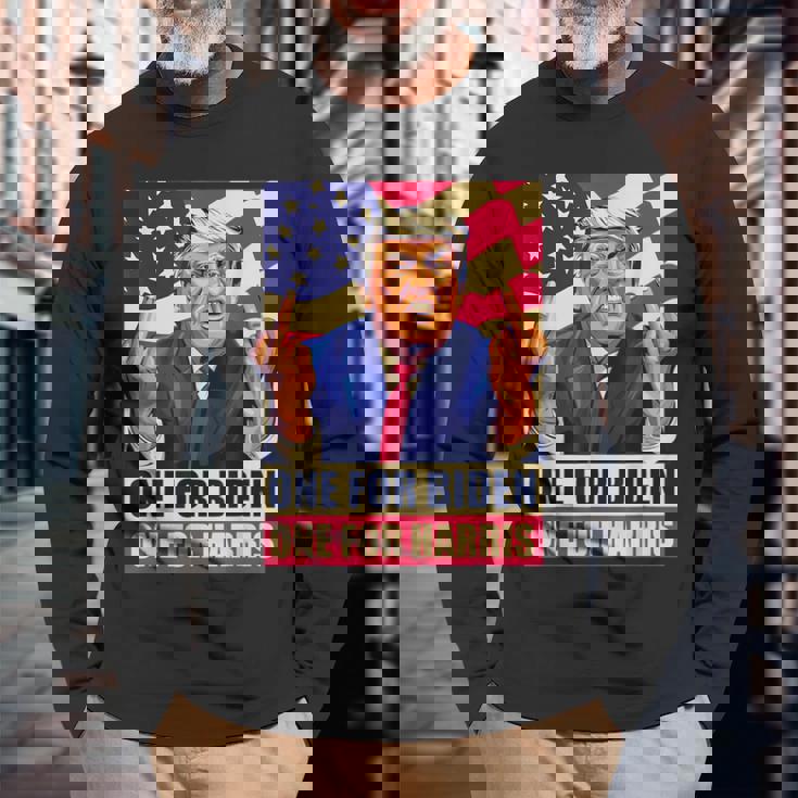 ドナルド・トランプ 中指 バイデン ハリス アメリカ 共和党員 長袖Tシャツ 高齢者への贈り物