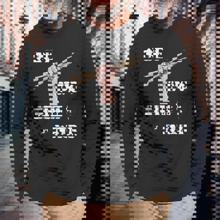 ドラマー ギフト 楽器 メンズ ドラムスティック用 長袖Tシャツ 高齢者への贈り物