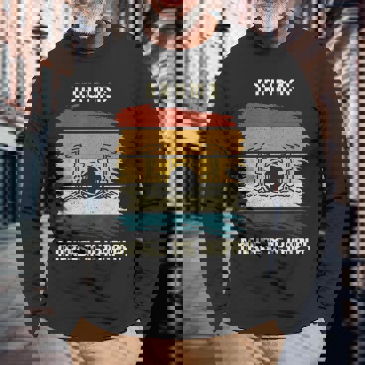 ドラマーtシャツ ドラマー ヴィンテージギフト 長袖Tシャツ 高齢者への贈り物