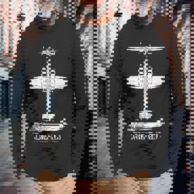 ドルニエdo217ドイツ第二次世界大戦爆撃機 長袖Tシャツ 高齢者への贈り物