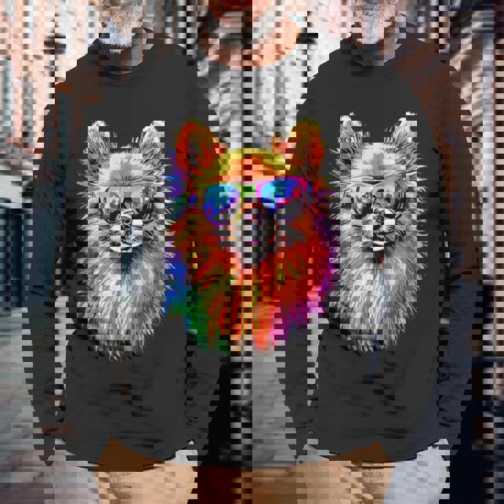 ドワーフ・スピッツ ポメラニアン ポム・スウィート・ジャーマン・スピッツ 長袖Tシャツ 高齢者への贈り物
