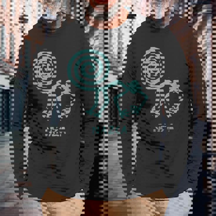 ナスカ ライン ペルー ジオグリフ 宇宙飛行士 ハチドリ モンキー 長袖Tシャツ 高齢者への贈り物