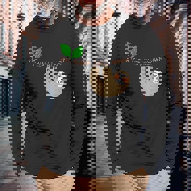 ナマケモノ まったり のんびり くつろぎ 長袖Tシャツ 高齢者への贈り物