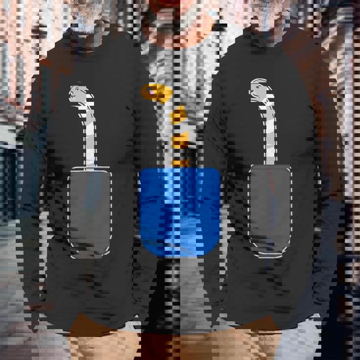 ニシキアナゴ（いん・ざ・ぽけっと）【どうぶつフレンズ】魚 水族館の生き物 かわいい 面白い 動物 チンアナゴ イラスト 長袖Tシャツ 高齢者への贈り物