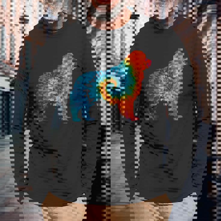 ニューファンドランド犬のレトロなデザイン 長袖Tシャツ 高齢者への贈り物