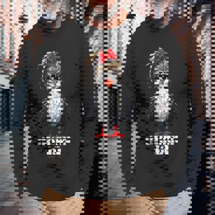 ニワトリ ママ 農業 農家 鶏牧場 面白い 鶏 長袖Tシャツ 高齢者への贈り物