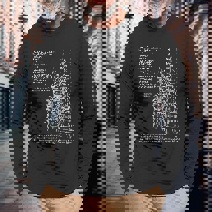 ノイシュヴァンシュタイン城 バイエルン ドイツ ドイツ語 英語 長袖Tシャツ 高齢者への贈り物