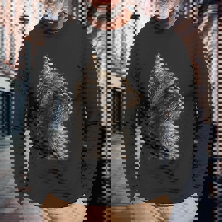 ノルウェージャンフォレストキャット 長袖Tシャツ 高齢者への贈り物