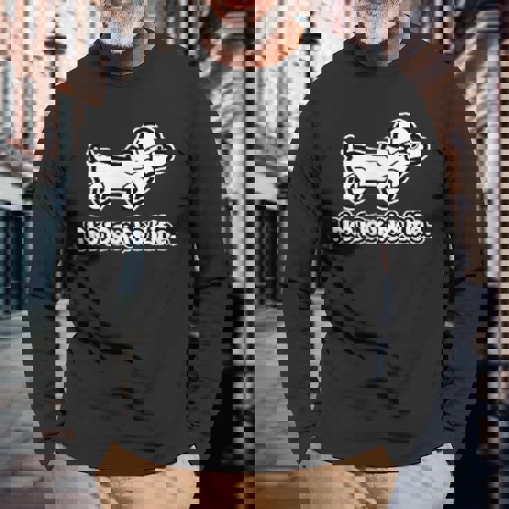 ノー ダックス ノー ライフ No Daxno Life 胸＆バックプリント 長袖Tシャツ 高齢者への贈り物