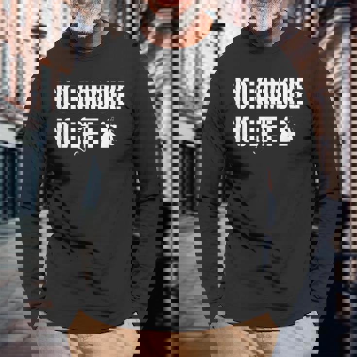 ノーカラオケノーライフ カラオケ好き 歌好き ヒトカラ好き 趣味 カラオケ 長袖Tシャツ 高齢者への贈り物