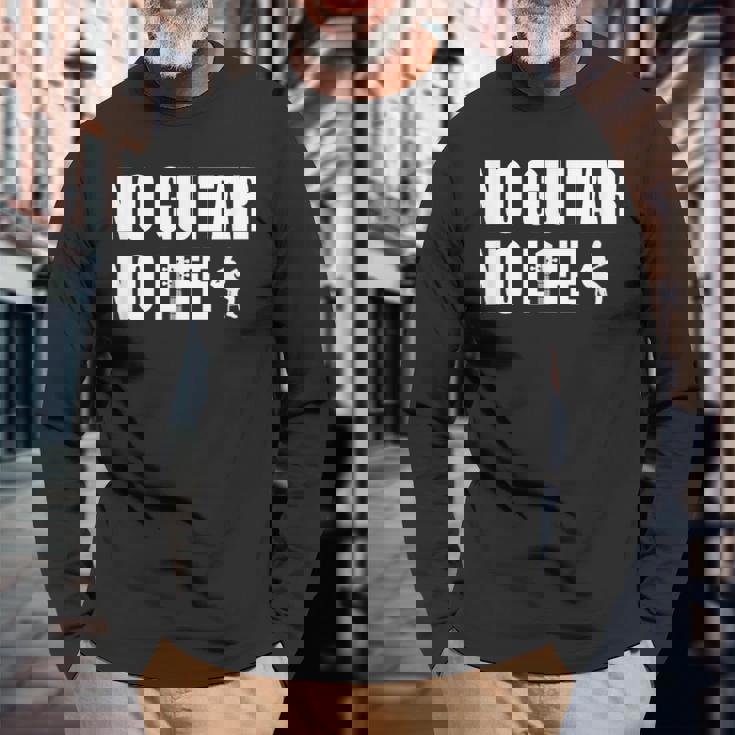 ノーギターノーライフ ギター好き クラシックギター クラシック音楽 アコースティックギター ギター部 ジャズ音楽 ギター 長袖Tシャツ 高齢者への贈り物