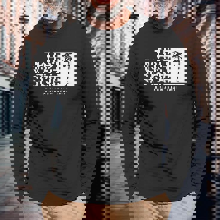 ノースショア ハワイ ヤシの木 長袖Tシャツ 高齢者への贈り物