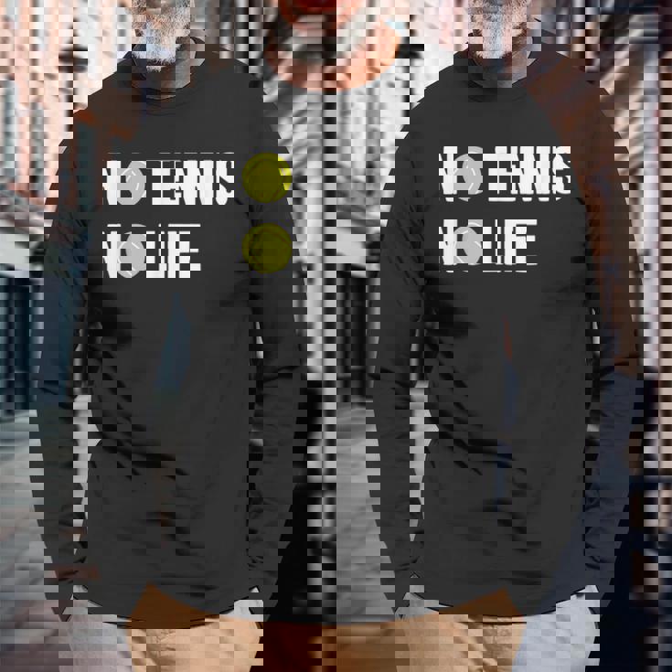 ノーテニスノーライフ テニス好き アウトドア好き ソフトテニス好き クール テニスサークル ソフトテニス 長袖Tシャツ 高齢者への贈り物