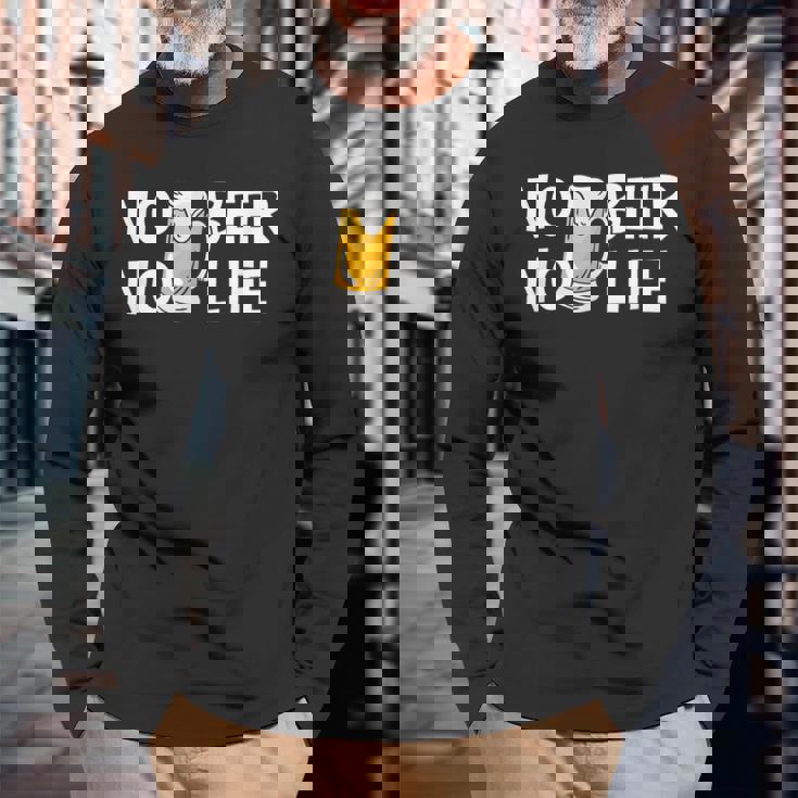 ノービアノーライフ ビール好き ノービールノーライフ 酒飲み 酒好き ビアガーデン ビール 長袖Tシャツ 高齢者への贈り物