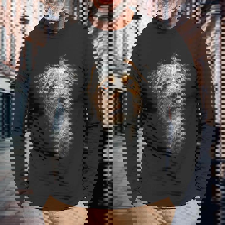 ノーフォークテリア 犬 モチーフ ペット イラスト ノーフォークテリア 長袖Tシャツ 高齢者への贈り物